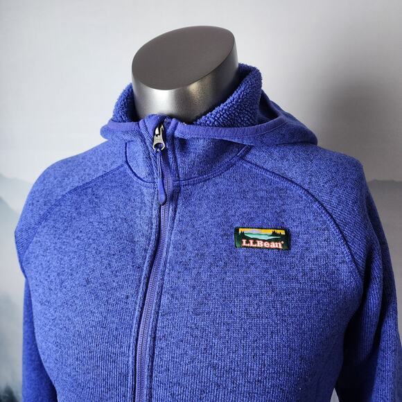 L.L.Bean Kid's Blue Hooded Sweater Fleece Full Zip Jacket | Kid's Large (14-16) - Picture 2 of 14